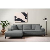 andas Ecksofa "TVINNU, L-Form, 275cm, in Cord und Leinenoptik" wahlweise Recamiere rechts/links, schwarze Füße, bequemer Sitzkomfort von Andas