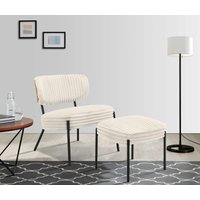 andas Loungesessel "Lovberg in Cord und Easycare-Bezug", eleganter Loungesessel mit Hocker von Andas