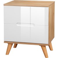 andas Nachtschrank "Lund Nachttisch Beistellschrank Kommode mit Hochglanzfronten", Nachtkommode mit 2 Schubladen Bestseller im skandinavischem Design von Andas