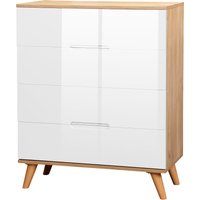 andas Schubkastenkommode "Lund Schlafzimmerschrank Wäscheschrank mit hochglänzenden Fronten", (Kommode mit 4 Schubladen für viel Stauraum), Schlafzimmerkommode Bestseller im skandinavischem Design von Andas