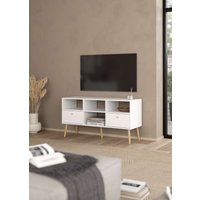 andas TV-Board "Bodo TV-Möbel, TV-Unit, Mediamöbel, Regal" 2 Schubladen und 4 offene Fächer, Beine und Griffe aus Massivholz von Andas