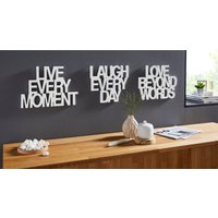 andas Wanddekoobjekt "Schriftzug Live every Moment - Love beyond Words - Laugh every Day" von Andas