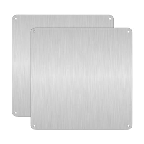 2tlg. Leere Schilder Aluminiumschild für Etikettierung, Siebdruck, Laserdruck(Silber, 15x15cm) von Andchi