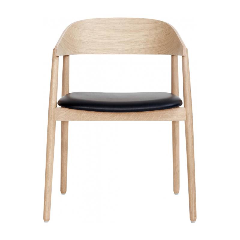 Andersen Furniture - AC2 Armlehnstuhl Leder - eiche weiß/pigmentiert/BxHxT 58x74x53cm/Sitzfläche Leder schwarz von Andersen Furniture