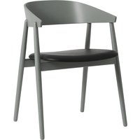 Andersen Furniture - AC2 Stuhl, Buche grau RAL 7042 lackiert / PU-Leder schwarz von Andersen Furniture
