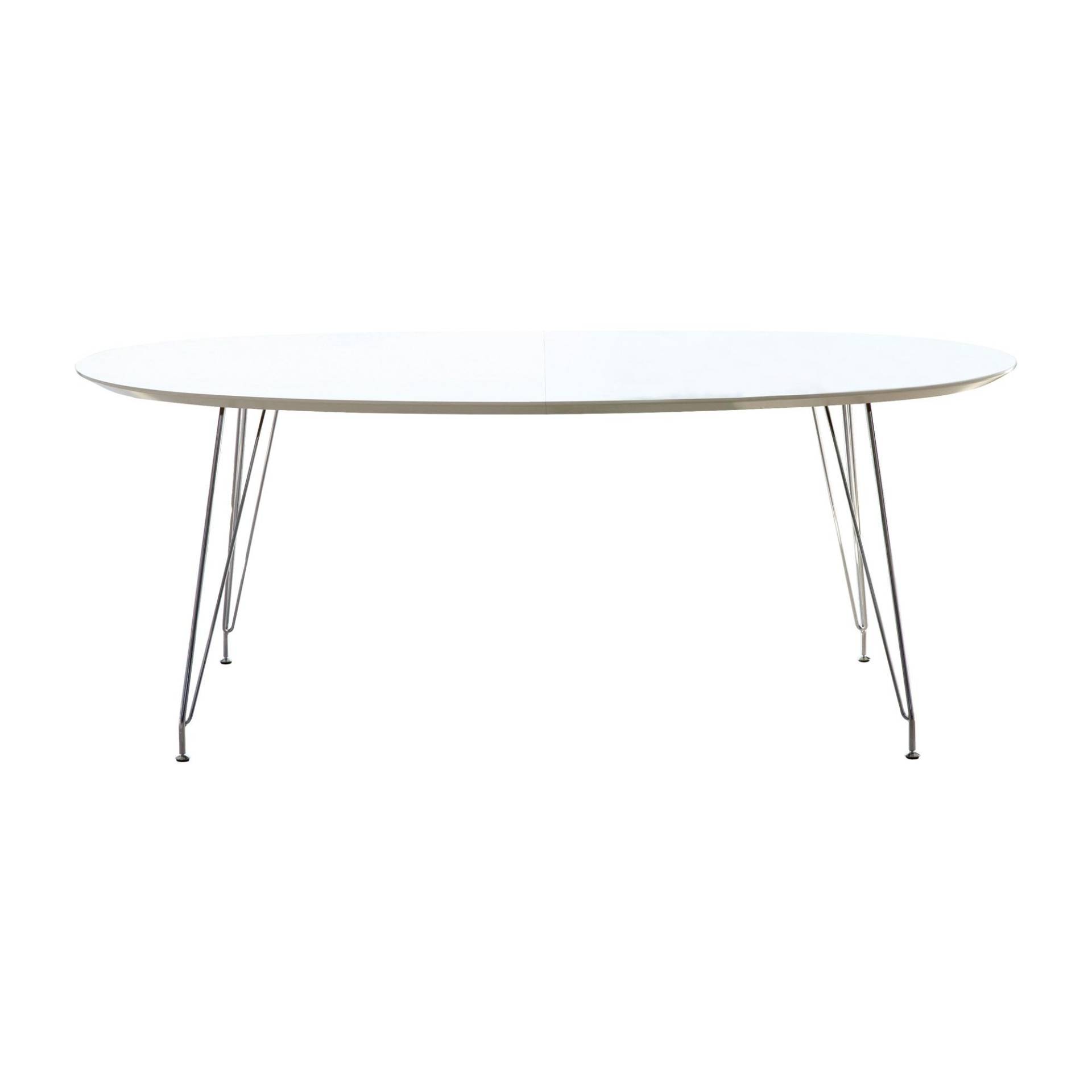 Andersen Furniture - DK10 Esstisch ausziehbar Beine Chrom - weiß/Laminat/LxBxH 190x110x72cm/Gestell chrom von Andersen Furniture