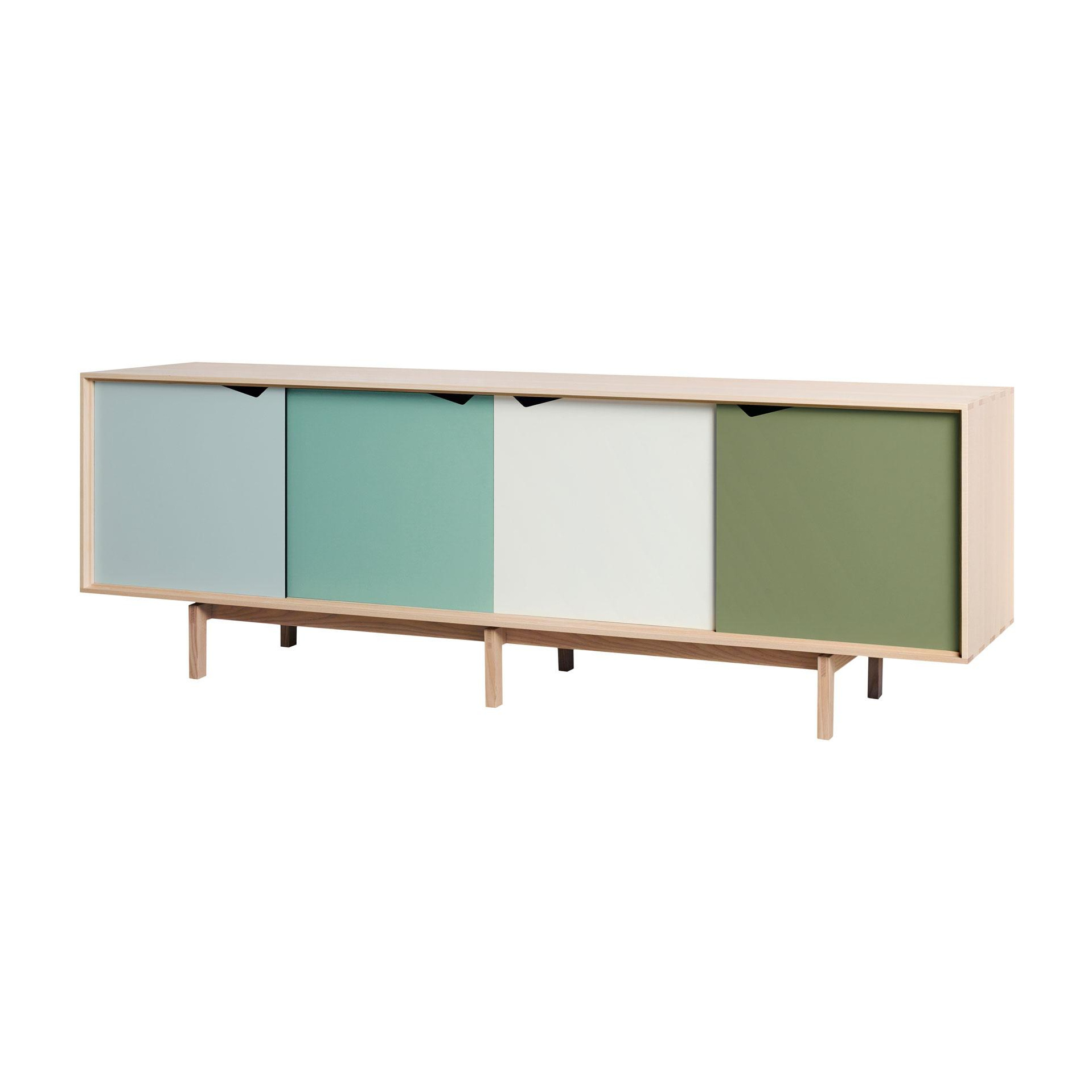 Andersen Furniture - S1 Sideboard Türen bunt - Dali, Capri, Alpino, Pale Olive/Eiche geseift/BxHxT 200x65x50cm von Andersen Furniture
