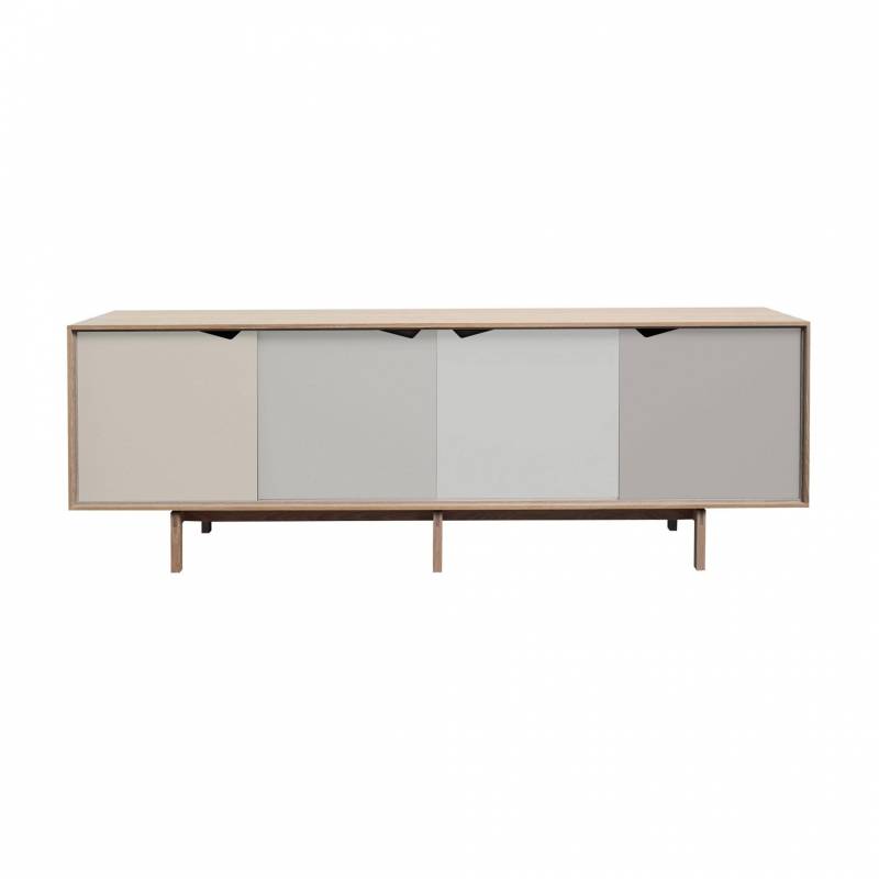 Andersen Furniture - S1 Sideboard Türen bunt - Doeskin, Iron, Silver, Iron/Eiche geseift/BxHxT 200x65x50cm von Andersen Furniture