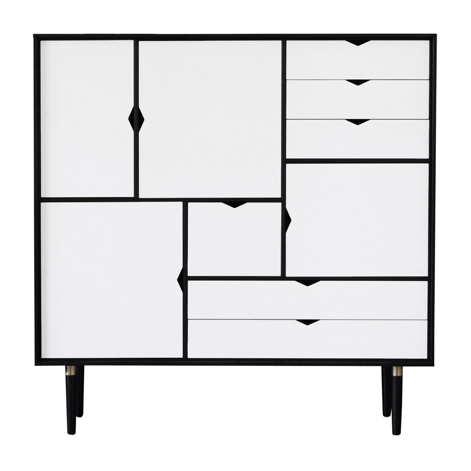 Andersen Furniture - S3 Highboard Fronten weiß - alpinoweiß/Eiche schwarz lackiert/BxHxT 130x132x43cm von Andersen Furniture