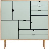 Andersen Furniture - S3 Kommode, Eiche geseift / Fronten ocean grey von Andersen Furniture