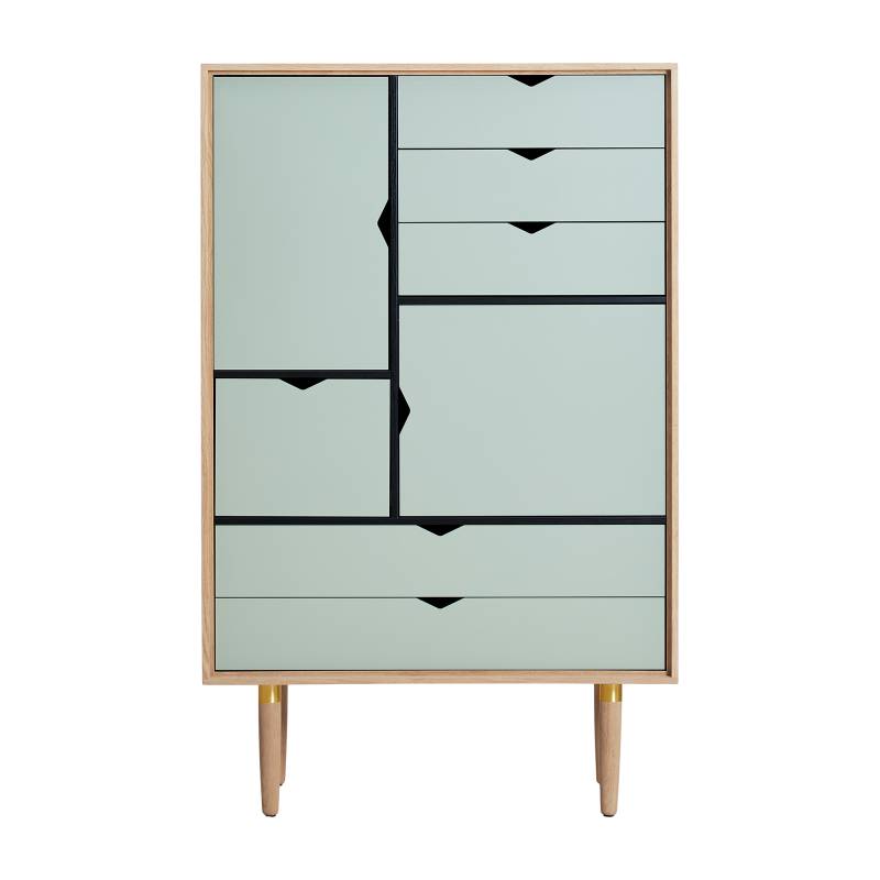 Andersen Furniture - S5 Highboard Fronten bunt - ozeangrau/Eiche geseift/BxHxT 83x132x43cm von Andersen Furniture