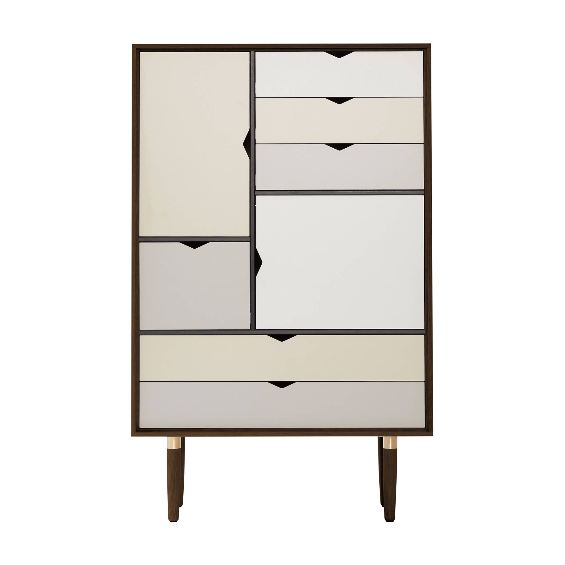 Andersen Furniture - S5 Highboard Fronten bunt - silberweiß/beige/metallgrau/amerikanischer Nussbaum/BxHxT 83x132x43cm von Andersen Furniture
