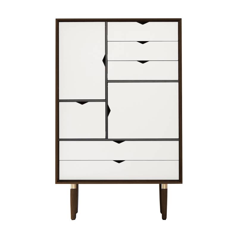 Andersen Furniture - S5 Highboard Fronten weiß - alpinoweiß/amerikanischer Nussbaum/BxHxT 83x132x43cm von Andersen Furniture