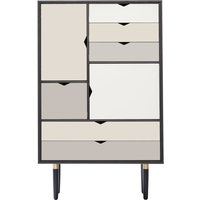 Andersen Furniture - S5 Kommode, Eiche schwarz lackiert/ Fronten Silber, Beige, Metallgrau von Andersen Furniture