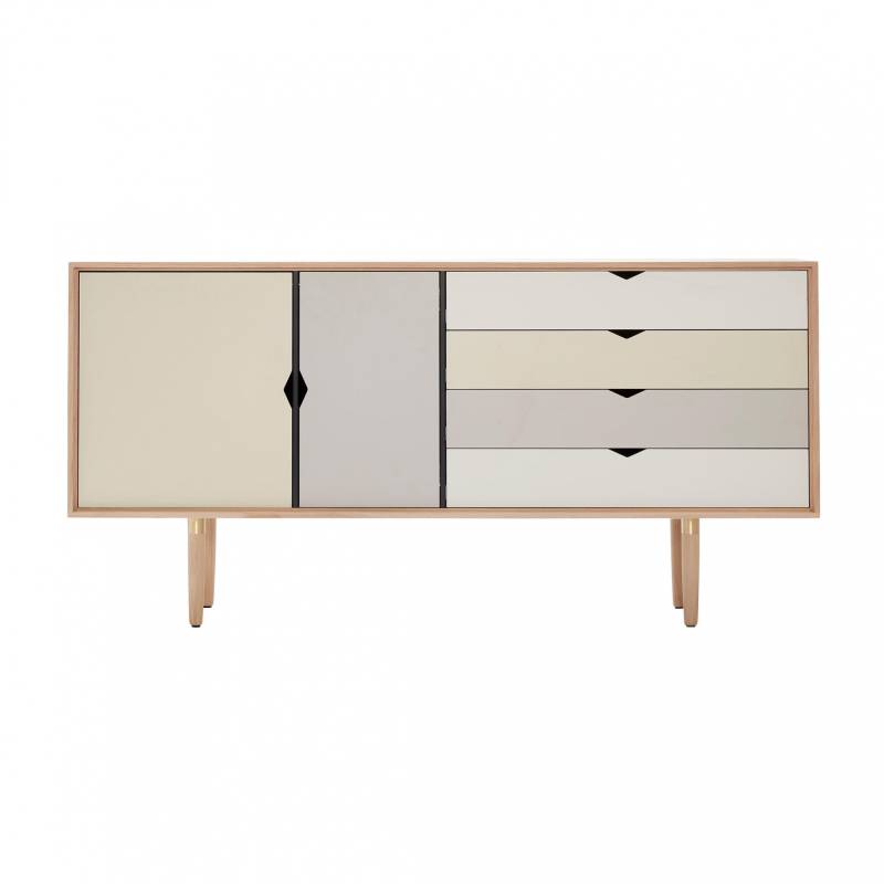 Andersen Furniture - S6 Sideboard Fronten bunt - silberweiß/beige/metallgrau/Eiche geseift/BxHxT 163x80x43cm von Andersen Furniture
