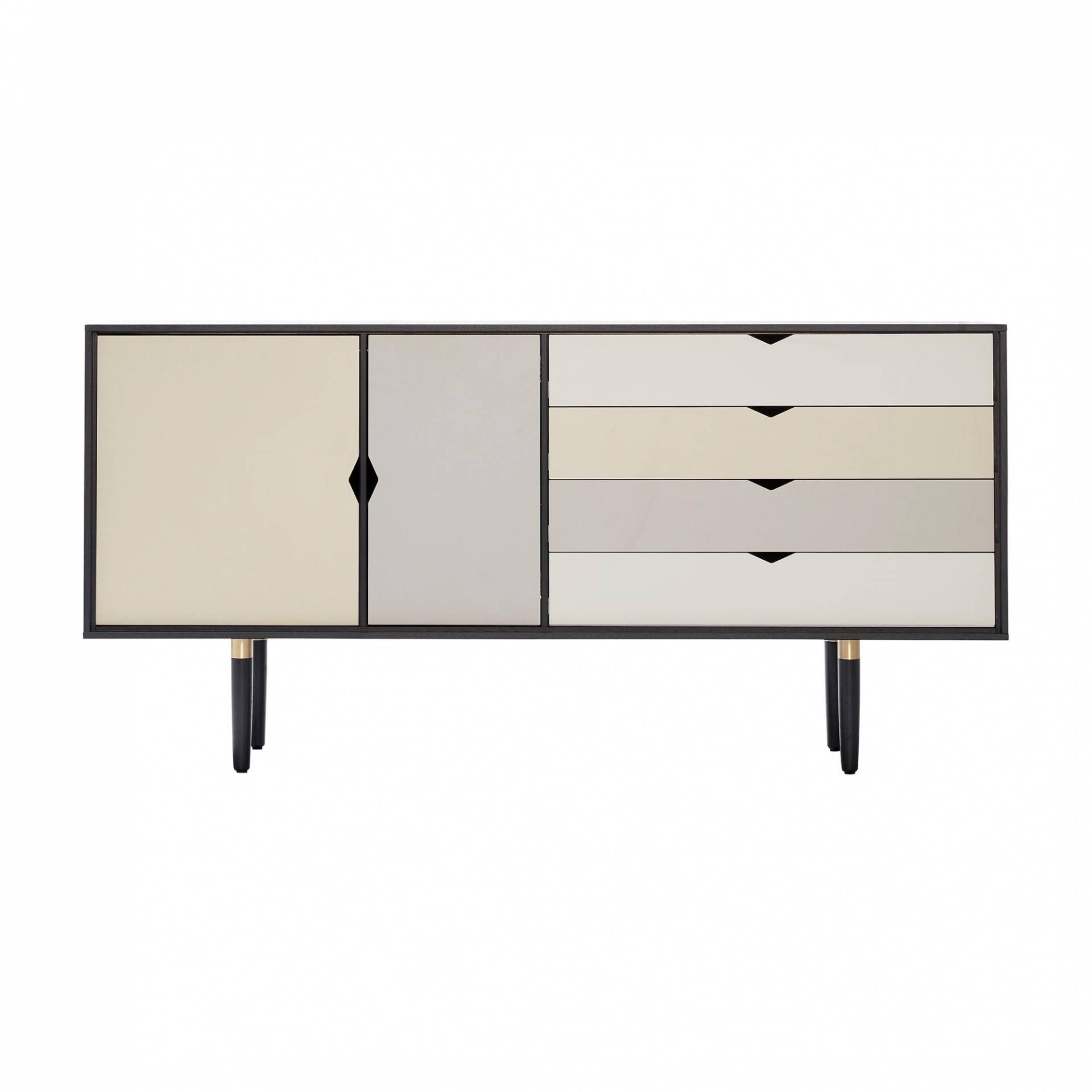 Andersen Furniture - S6 Sideboard Fronten bunt - silberweiß/beige/metallgrau/Eiche schwarz lackiert/BxHxT 163x80x43cm von Andersen Furniture