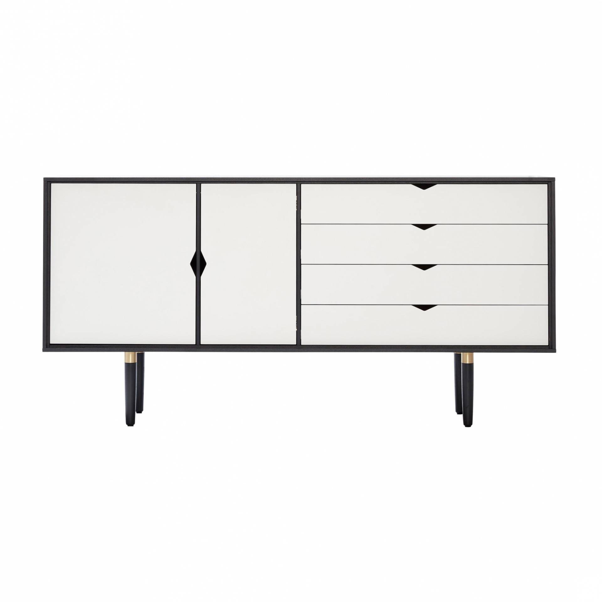 Andersen Furniture - S6 Sideboard Fronten weiß - eiche schwarz/alpinoweiß/Eiche schwarz lackiert/B 163 x T 43 x H 80 cm von Andersen Furniture