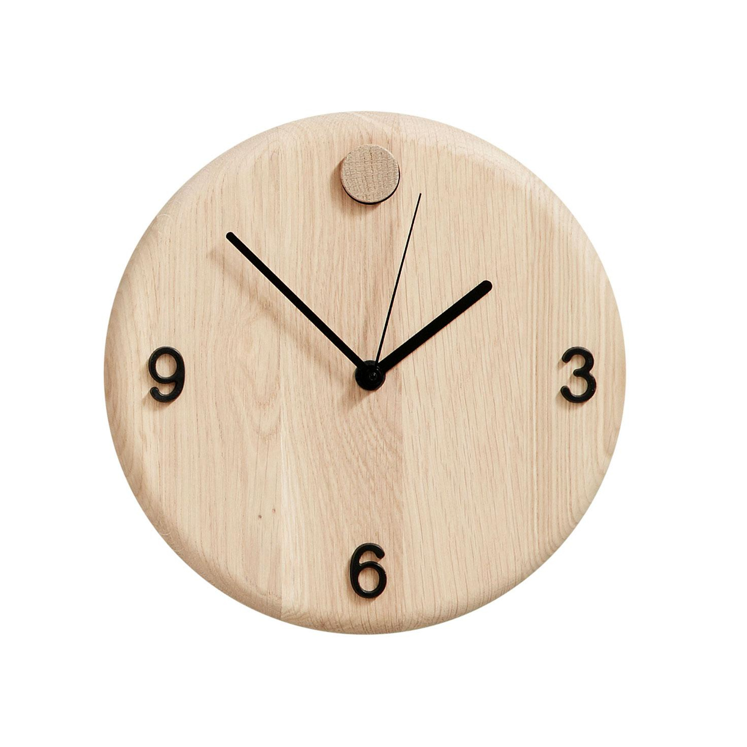Andersen Furniture - Wood Time Wanduhr Ø22cm - eiche weiß/Zahlen (3,6,9) austauschbar/Zahlen in grün, orange und schwarz von Andersen Furniture
