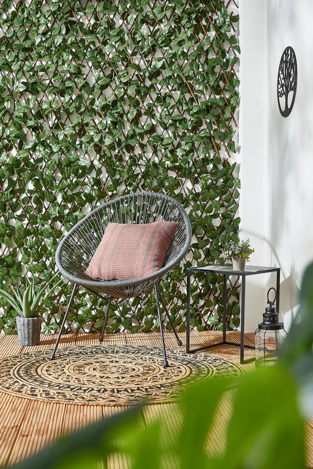 Andiamo Kunsthecken-Sichtschutz ausziehbarer Zaun mit künstlichen Blättern, (1-St), Spalier mit Kunstranke, natürliche Optik, Sichtschutz für Balkon von Andiamo