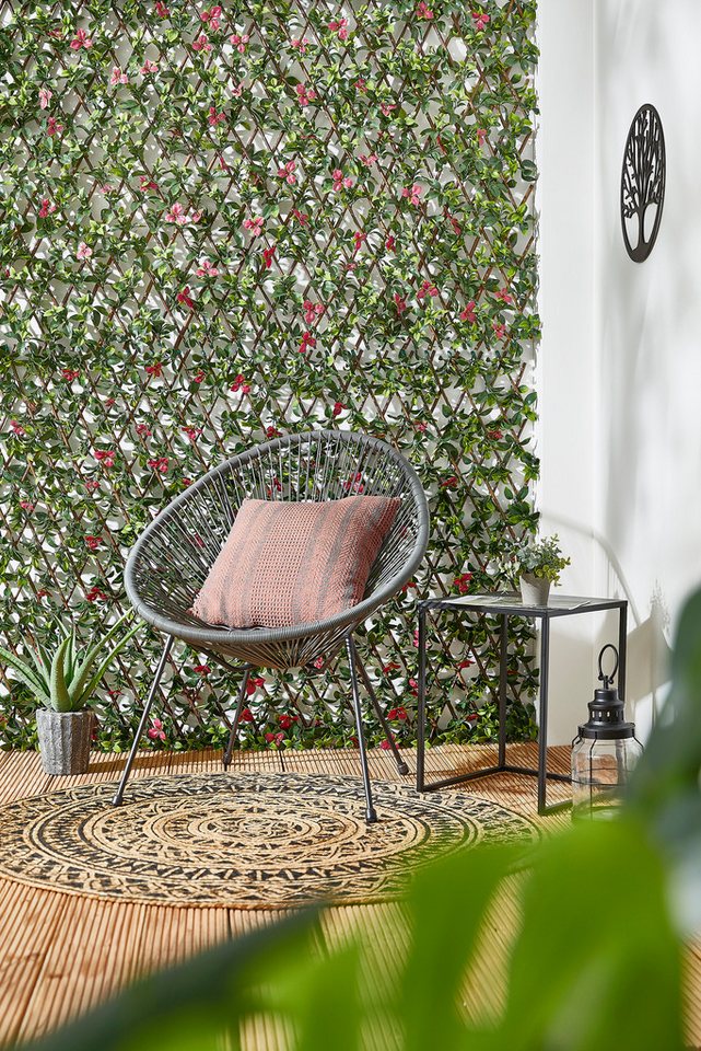 Andiamo Kunsthecken-Sichtschutz ausziehbarer Zaun mit künstlichen Blättern, (1-St), Spalier mit Kunstranke, natürliche Optik, Sichtschutz für Balkon von Andiamo