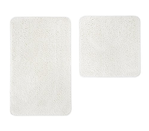 Andiamo waschbare Microfaser Badematte, Badteppich Oeko-Tex 100-Badvorleger Eckig, creme – weiß, Polyester, 50x80 cm + 50x50 cm von andiamo