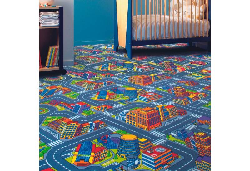Andiamo Teppichboden City, Schlinge, Made in Belgium, rechteckig, Höhe: 6,5 mm, Spielteppich, Straßenteppich, Breite 200 cm oder 400 cm, Kinderzimmer von Andiamo