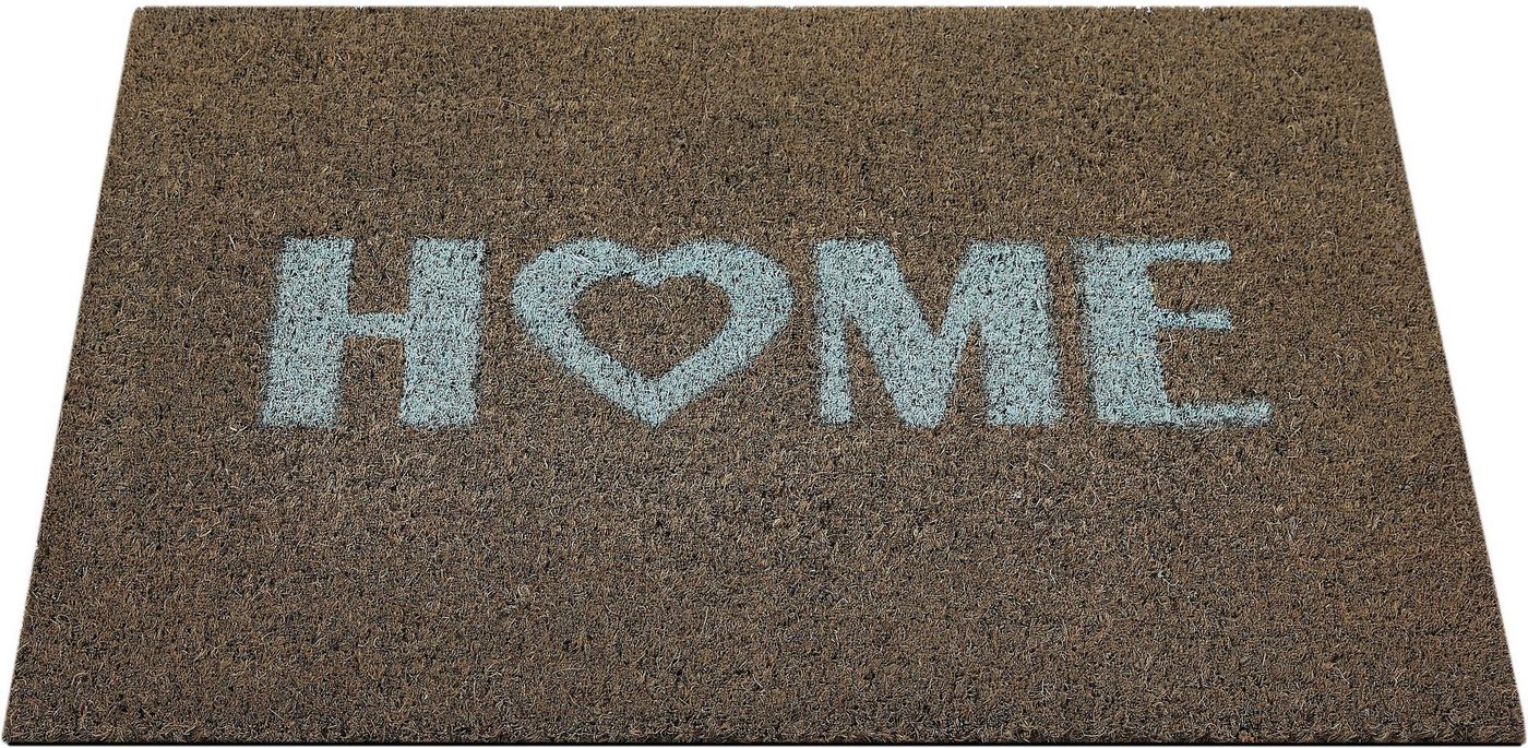 Fußmatte Kokos Home Heart, Andiamo, rechteckig, Höhe: 15 mm, Schmutzfangmatte, Kokosmatte, mit Spruch, In- und Outdoor geeignet von Andiamo