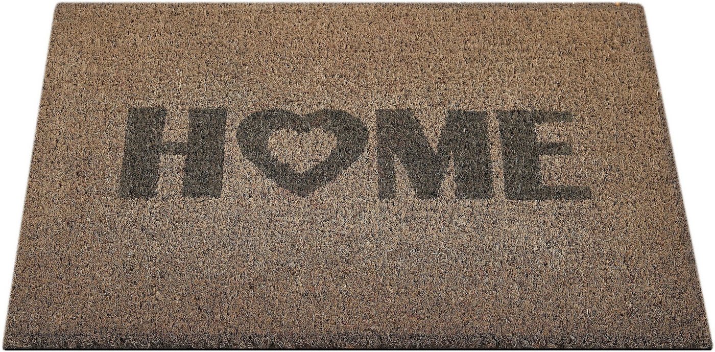 Fußmatte Kokos Home Heart, Andiamo, rechteckig, Höhe: 15 mm, Schmutzfangmatte, Kokosmatte, mit Spruch, In- und Outdoor geeignet von Andiamo