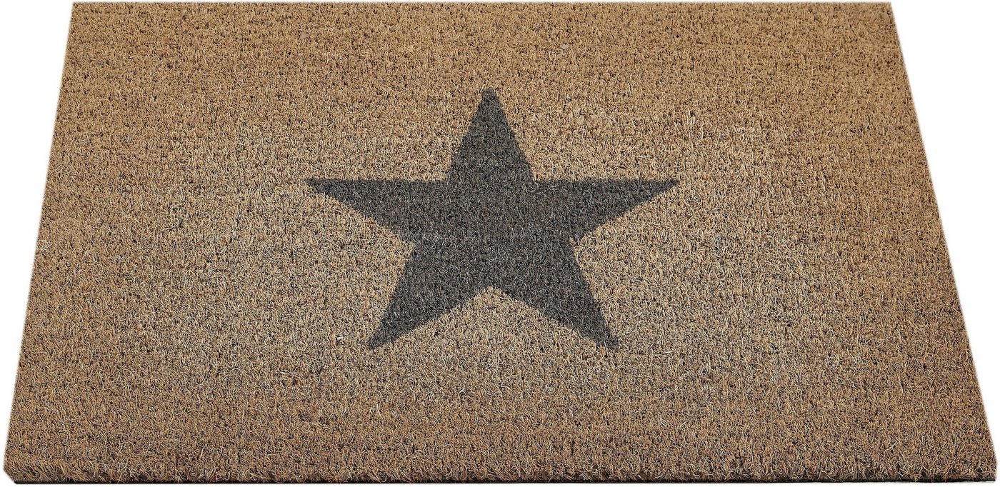 Fußmatte Kokos Star, Andiamo, rechteckig, Höhe: 15 mm, Schmutzfangmatte, Motiv Sterne, In- und Outdoor geeignet von Andiamo