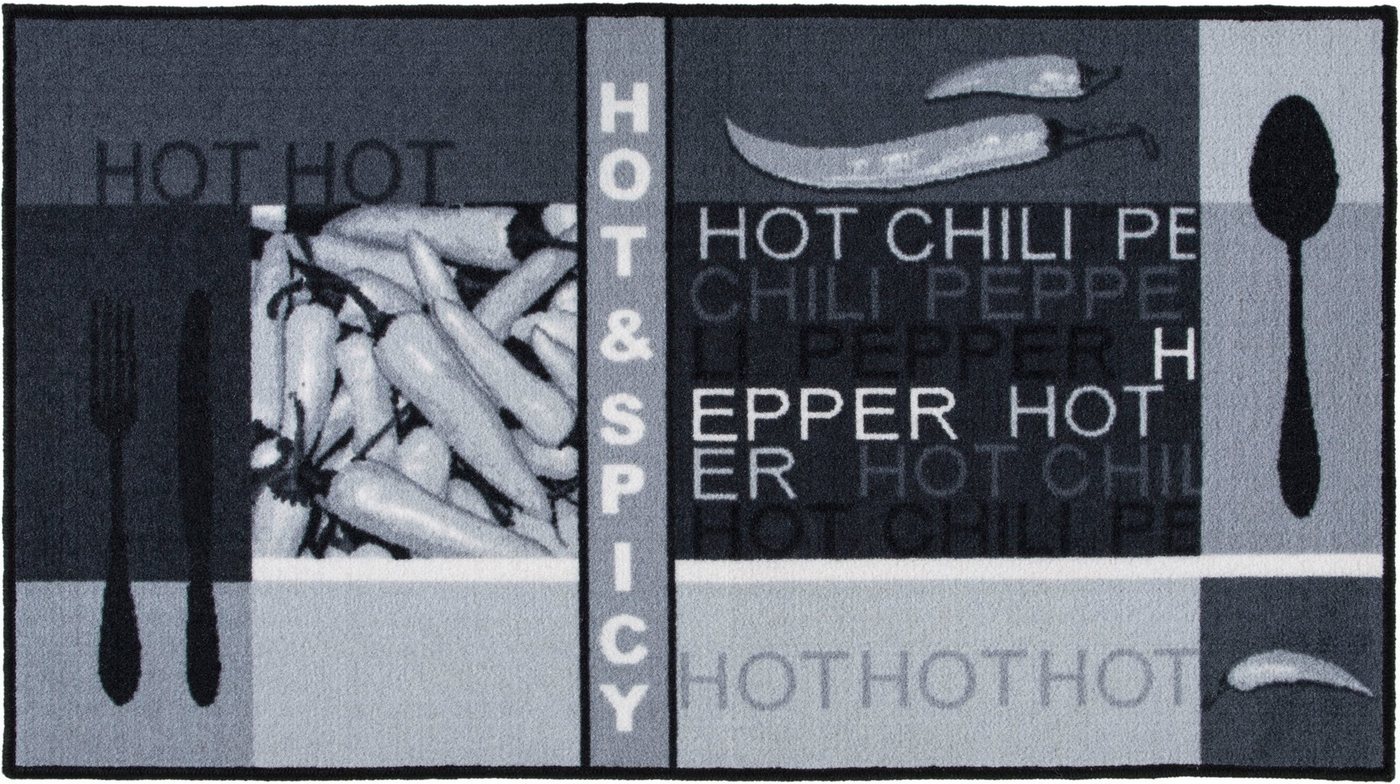 Küchenläufer Hot Pepper, Andiamo, rechteckig, Höhe: 5 mm, Motiv Peperoni/Chili, mit Schriftzug, Küche, waschbar von Andiamo