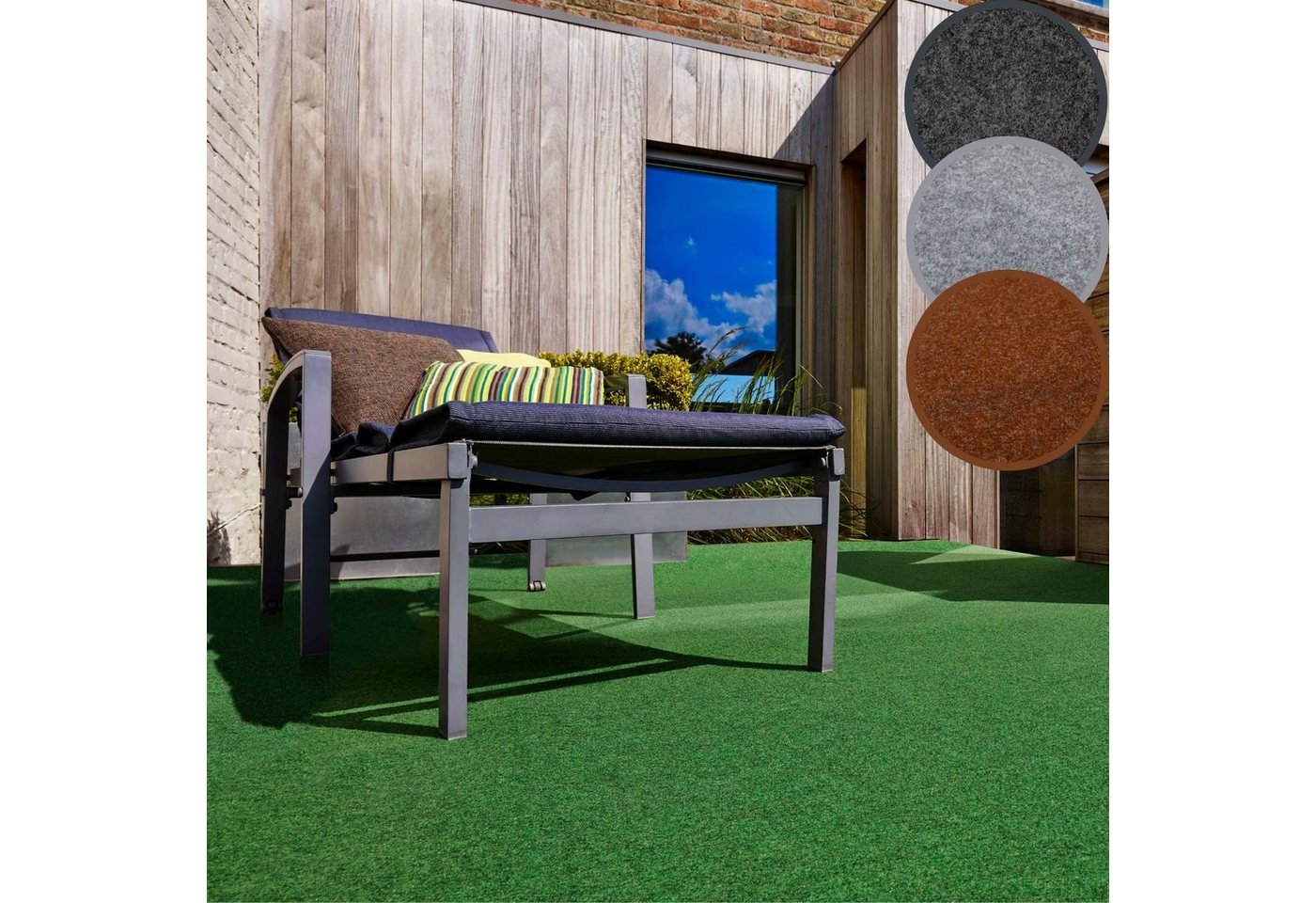 Andiamo Kunstrasen Edinburgh, Made in Netherlands, rechteckig, Höhe: 4 mm, aus Nadelfilz, mit Drainagenoppen, für Balkon, Terasse, Wintergarten Andiamo Kunstrasen Edinburgh, Made in Netherlands, rechteckig, Höhe: 4 mm, aus Nadelfilz, mit Drainagenoppen, für Balkon, Terasse, Wintergarten von Andiamo