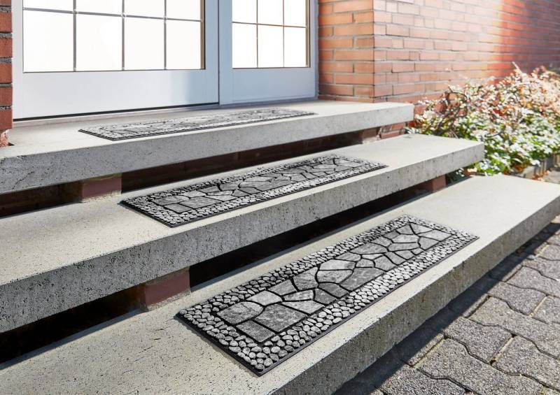 Andiamo Stufenmatte Outdoor, 2er Set, rechteckig, Höhe: 6 mm, Outdoor-Stufenmatten, Stein Motiv, Gartenbereich, Außenbereich von Andiamo