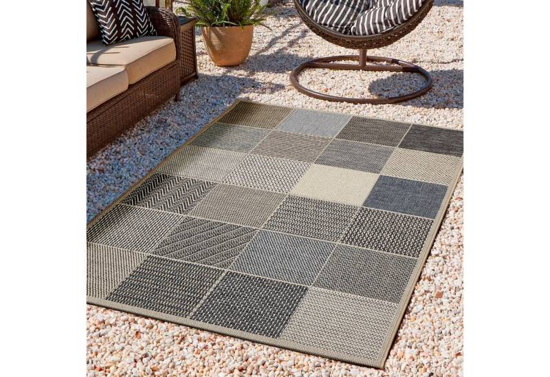 Andiamo Teppich Clyde 2, rechteckig, Höhe: 5 mm, Flachgewebe, Patchwork Design, In- und Outdoor geeignet, Wohnzimmer von Andiamo