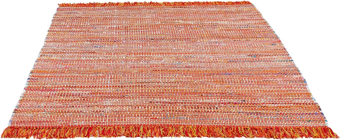 Teppich Frida, Andiamo, rechteckig, Höhe: 8 mm, Handweb Teppich, Fleckerl, reine Baumwolle, handgewebt, mit Fransen von Andiamo