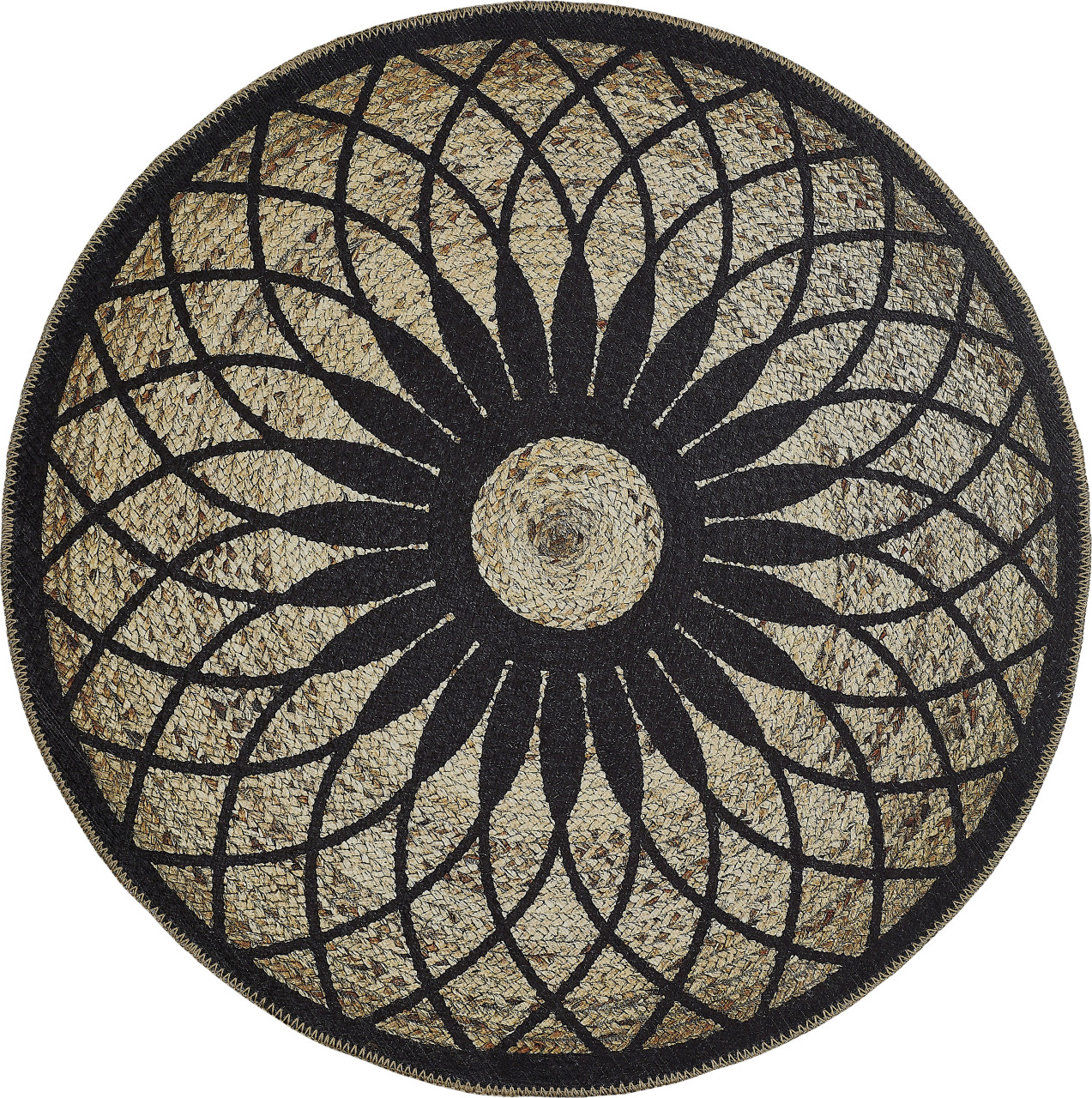 Teppich Pinto natur-schwarz, 100 cm Ø rund von Andiamo