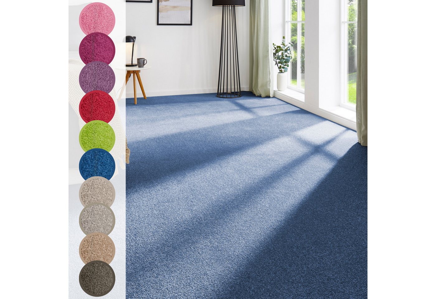 Andiamo Teppichboden Ines, Kräuselvelours, Made in Netherlands, rechteckig, Höhe: 8,5 mm, Uni Farben, Breite 400 cm, strapazierfähig & pflegeleicht von Andiamo