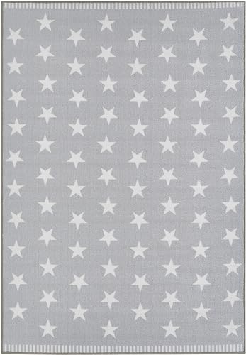 andiamo Teppich Sternenhimmel - Teppich Wohnzimmer Schlafzimmer Flur- Wohnzimmerteppich pflegeleicht strapazierfähig - hellgrau 133 x 190 cm von andiamo