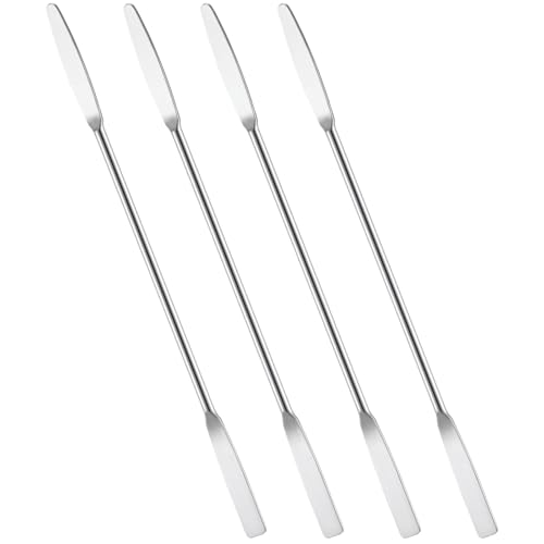 Andibro 4 Stück Edelstahl-Mini-Laborspatel, Doppelend-Spatel mit eckiger und runder Spitze – ideal zum Mischen von Kosmetik, für Küche und Labor (15 cm)(4) von Andibro