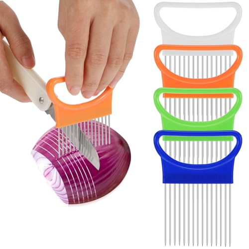 Andibro 4 Stück Zwiebelhalter, Edelstahl Zwiebelschneider Halter zum Schneiden Food Slice Assistant für Gemüse Kartoffeln Karotten Fleisch Zwiebel Schneidehilfe Zwiebelhacker Küchenhelfer Andibro 4 Stück Zwiebelhalter, Edelstahl Zwiebelschneider Halter zum Schneiden Food Slice Assistant für Gemüse Kartoffeln Karotten Fleisch Zwiebel Schneidehilfe Zwiebelhacker Küchenhelfer von Andibro