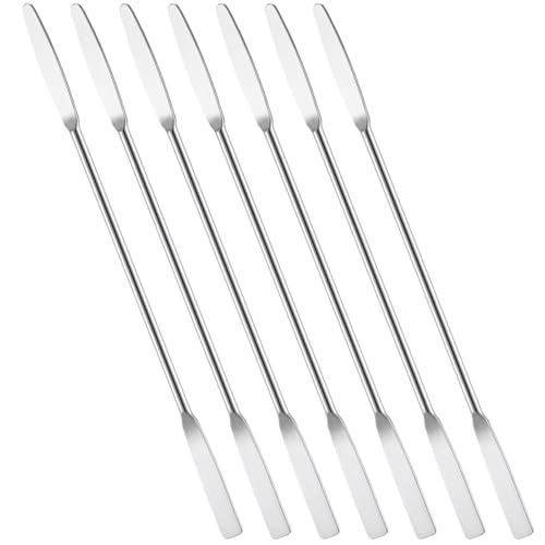 Andibro 7 Stück Edelstahl-Mini-Laborspatel, Doppelend-Spatel mit eckiger und runder Spitze – ideal zum Mischen von Kosmetik, für Küche und Labor (15 cm) von Andibro