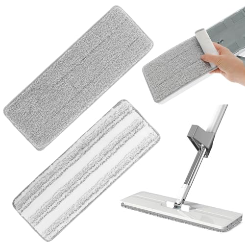 Andibro Mop Pads, 2 Stück Wischmopp Bezug Ersatztuch Waschbar Bodenwischer Ersatzbezug Mikrofaser Flache Wischbezug Nachfüllpack Wischmopp Reinigungskissen Für Zuhause Büro Hartholz Marmor Fliesen von Andibro