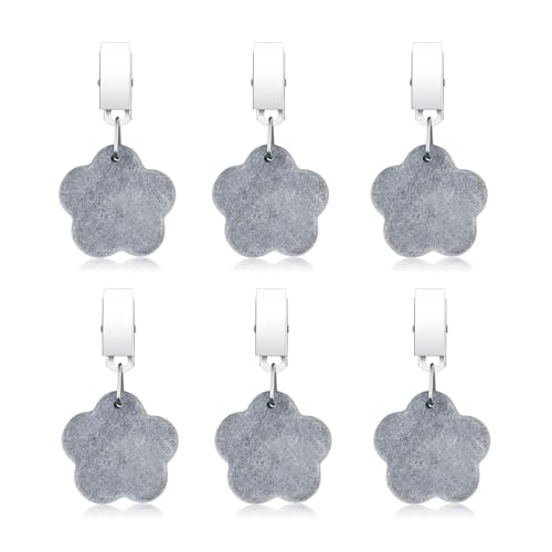 Andiker 6 Stück Stein Tischdeckenbeschwerer, Tischtuchgewichte Set Stein Tischdeckenanhänger Schwer mit Klamemr für Familie Hochzeit Garten Tische (Prune) von Andiker