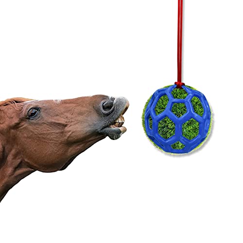 Andiker Heu-Futterball, Pferde-Leckerli-Ball zum Aufhängen von Heu-Futterspender, um Spaß zu haben und Stress abzubauen, Heuball für Pferde, Schafe und Ziegen (blau) von Andiker
