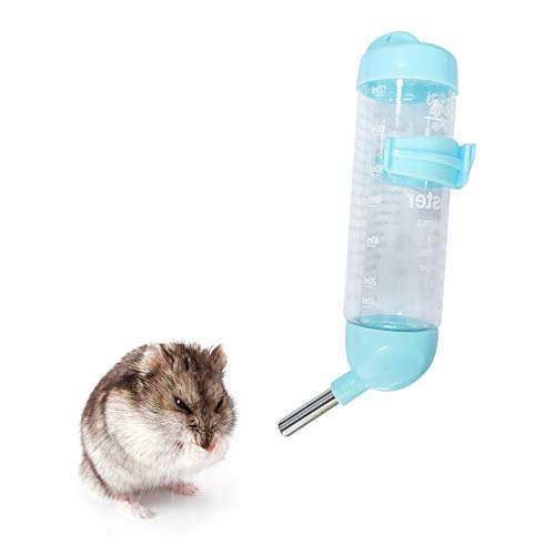 Andiker Spender für Hamster, kein Tropfen, Wasserflasche, Kunststoff, zum Aufhängen, automatische Tränke, Schüssel für Käfig, mit 2 Kugellager für Tiere, Chinchilla (125 ml, blau) von Andiker