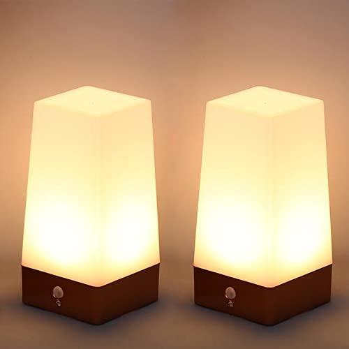 Andoer 2er Set LED Nachtlicht Desktop mit PIR Bewegungsmelder tragbare batteriebetriebene Nachttischlampe für Flur Küche Schlafzimmer Badezimmer Wohnzimmer von Andoer