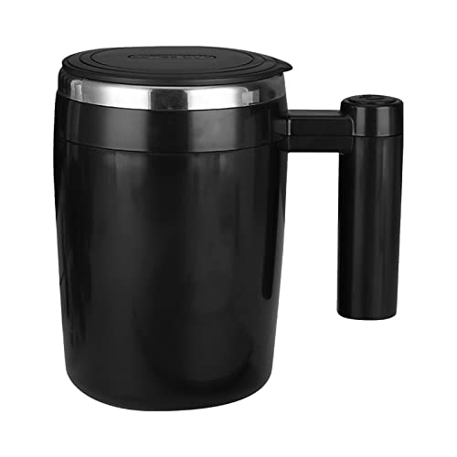 Andoer 380 ml selbstrührender Becher mit Deckel, automatische Magnetrühr-Kaffeetasse, elektrische Edelstahl-Kaffeetasse, selbstmischend, für Kaffee, Milch, Kakao, heiße Schokolade, Tee von Andoer