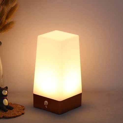 Andoer LED Nachtlicht Desktop mit PIR Bewegungsmelder tragbare batteriebetriebene Nachttischlampe für Flur Küche Schlafzimmer Badezimmer Wohnzimmer von Andoer