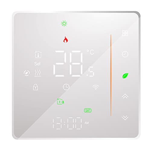 Andoer WiFi Smart Thermostat Temperaturregler Wöchentlich programmierbar Unterstützt Touch Control/Mobile APP/Sprachsteuerung Kompatibel mit Alexa/Google Home, für elektrische Fußbodenheizung, Weiß von Andoer