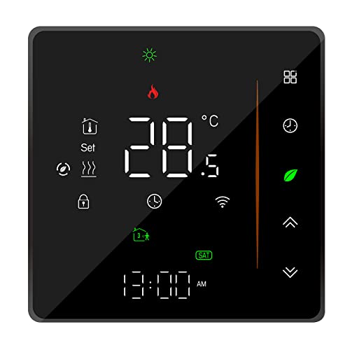 Andoer WiFi Smart Thermostat Temperaturregler Wöchentlich programmierbar Unterstützt Touch Control/Mobile APP/Sprachsteuerung Kompatibel mit Alexa/Google Home, für Warmwasserbereitun, Schwarz von Andoer