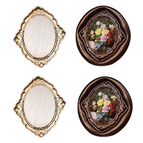 Andotopee Vintage geprägter Rahmen Wachssiegelstempel - 3D-Relief-Fotorahmen-Siegelstempel mit Holzgriff, Retro-Siegelwachsstempel für Hochzeitseinladungen, Scrapbooking, Briefe (Oval #5) von Andotopee